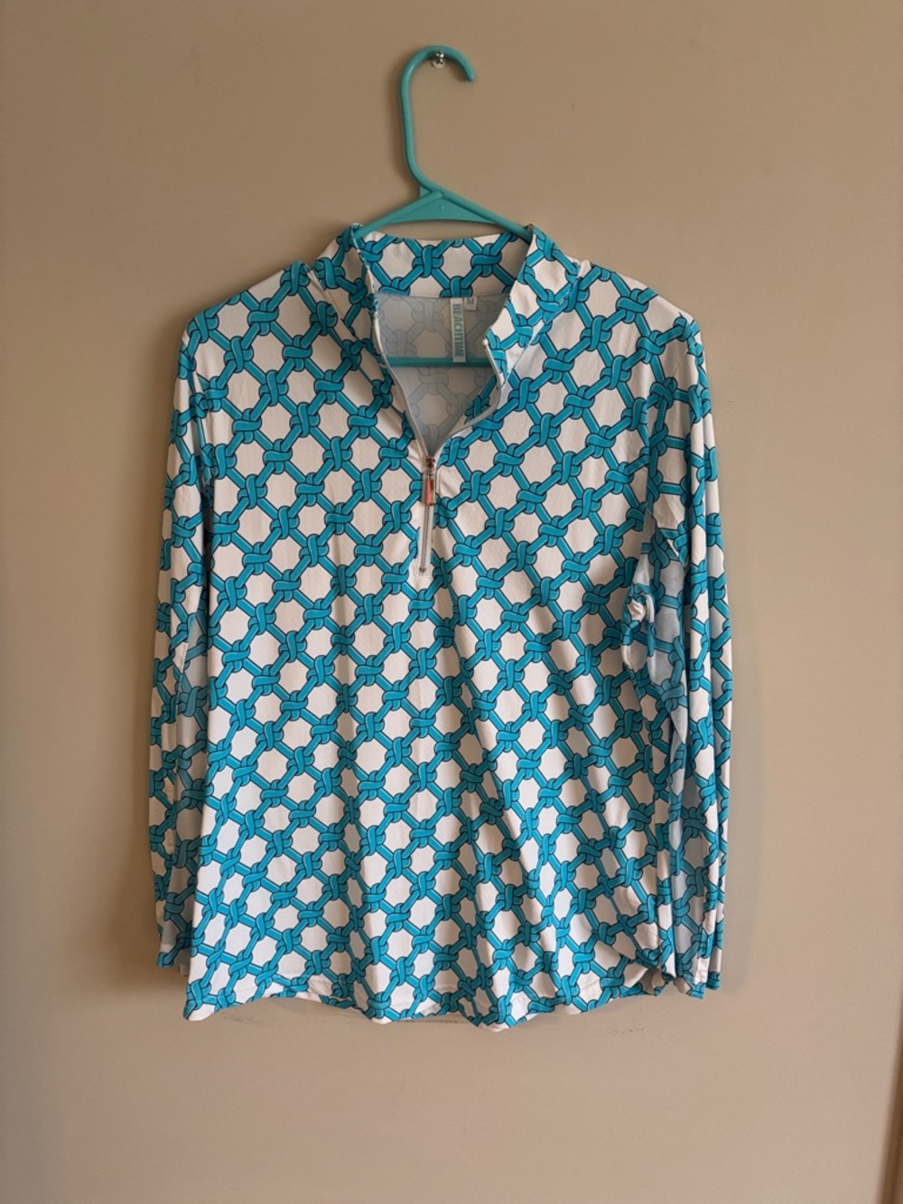 Beachtimer Turquoise Knot-Print Quarter Zip Pullover